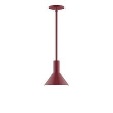 Montclair Light Works STGX451-55-L10 - 8&#34; Stack Mini Cone LED Stem Hung Pendant, Barn Red