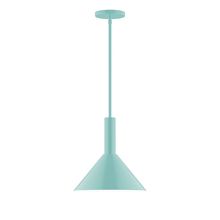 Montclair Light Works STGX466-48-L12 - 12&#34; Stack Cone LED Stem Hung Pendant, Sea Green