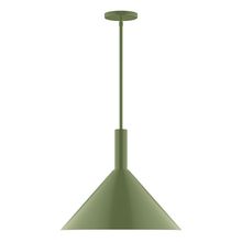 Montclair Light Works STGX467-22-L13 - 18&#34; Stack Cone LED Stem Hung Pendant, Fern Green