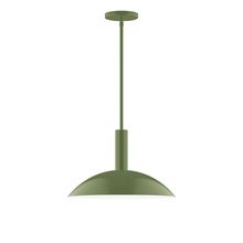 Montclair Light Works STGX476-22-L13 - 16&#34; Stack Half Dome LED Stem Hung Pendant, Fern Green