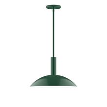 Montclair Light Works STGX476-42-L13 - 16&#34; Stack Half Dome LED Stem Hung Pendant, Forest Green