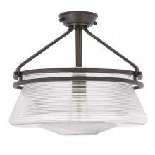 Worldwide Lighting Corp E30005-013 - O&#39;Keefe 1-Light ORB Embossed Glass Semi-Flush Mount 14“ X 14” X 13“