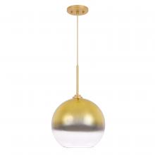 Worldwide Lighting Corp E80007-014 - Phantasm II 1-Light Light Gold Finish Champagne Graduated Color Glass Pendant 12“ X 12” X 18“