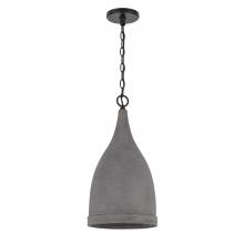 Worldwide Lighting Corp E80014-001 - Remington 1-Light Black Finish Concrete Grey Shade Pendant 10&#34;D X 19.63&#34;H