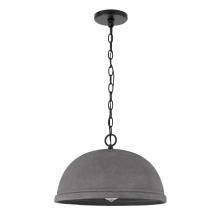 Worldwide Lighting Corp E80016-001 - Remington 1-Light Black Finish Concrete Grey Shade Pendant 15.88&#34;D X 10&#34;H