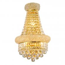 Worldwide Lighting Corp W23019G12 - Empire Collection 3 Light Gold Finish and Clear Crystal Wall Sconce Light 12&#34; W x 7&#34; H Mediu