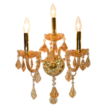 Worldwide Lighting Corp W23103G13-AM - Provence Collection 3 Light Gold Finish and Amber Crystal Candle Wall Sconce 13&#34; W x 18&#34; H M