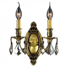 Worldwide Lighting Corp W23301BP9-GT - Windsor 2-Light Antique Bronze Finish & Golden Teak Crystal Candle Wall Sconce Light 9 in. W x 10.5 