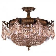 Worldwide Lighting Corp W33354B20-GT - Winchester 3-Light Antique Bronze Finish and Golden Teak Crystal Semi Flush Mount Ceiling Light 20 i