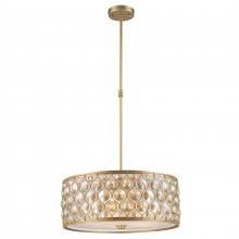 Worldwide Lighting Corp W83414MG20-GT - Paris 5-Light Matte Gold Finish with Golden Teak Crystal Pendant Light 20 in. Dia x 8 in. H