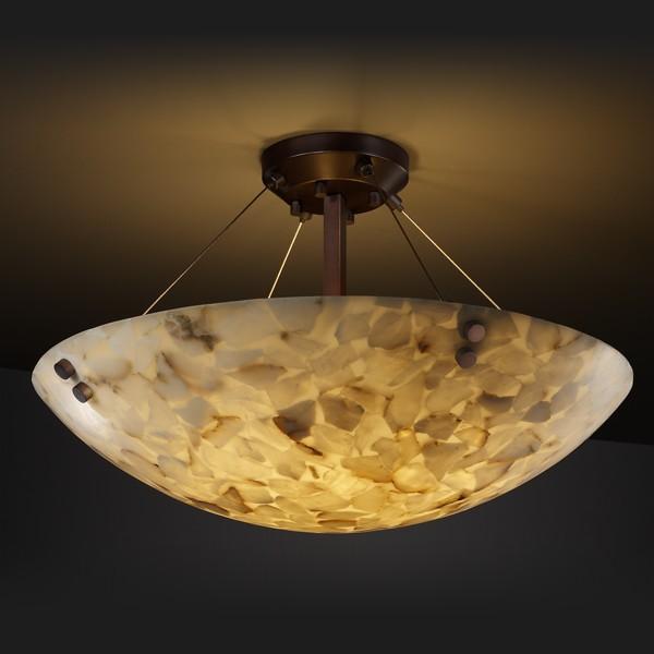 36" LED Semi-Flush Bowl w/ Concentric Squares Finials