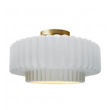 Justice Design Group CER-6375-WHT-BRSS-LED1-700 - Large Tier Pleated LED Semi-Flush