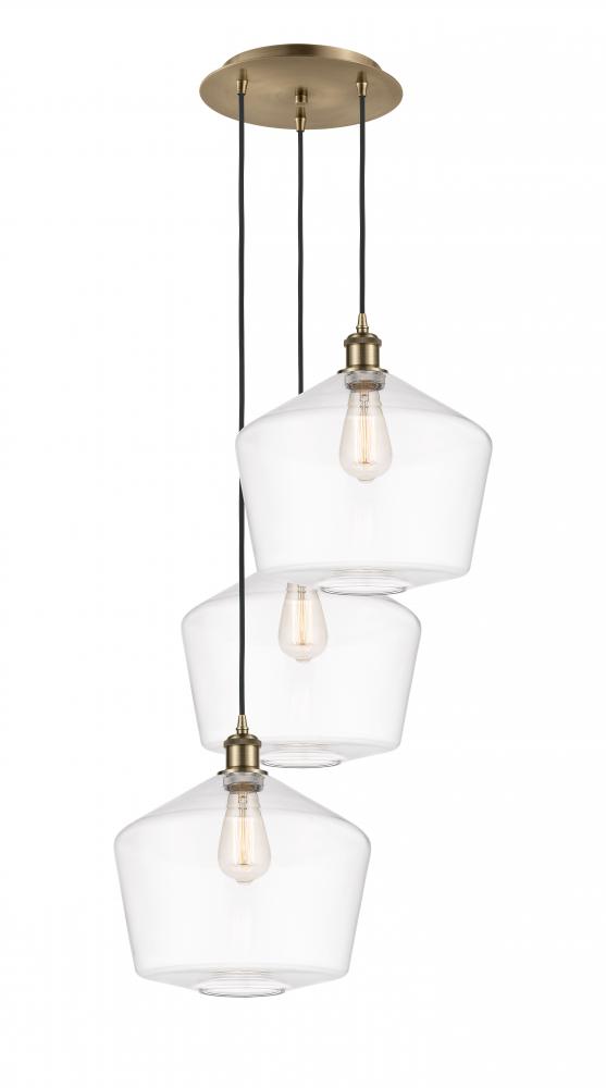 Cindyrella - 3 Light - 19 inch - Antique Brass - Cord Hung - Multi Pendant