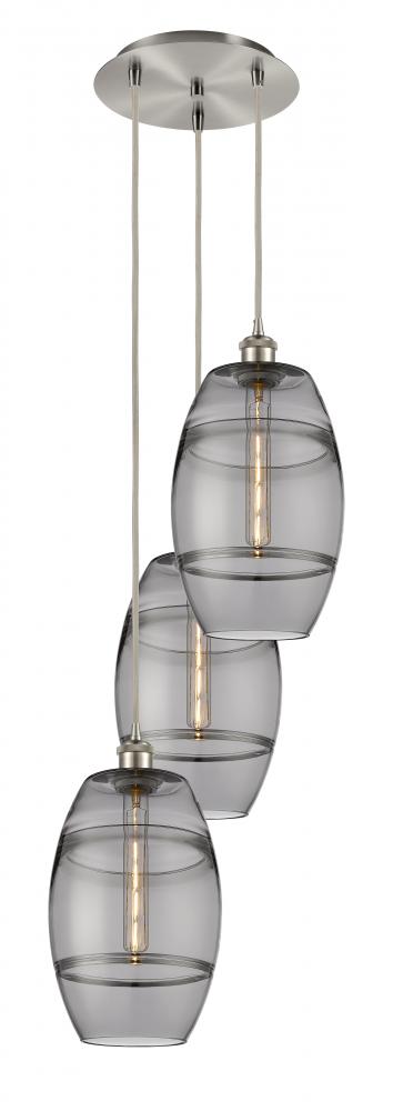 Vaz - 3 Light - 15 inch - Brushed Satin Nickel - Cord hung - Multi Pendant