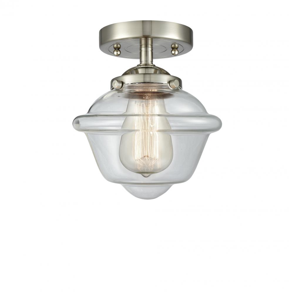 Oxford - 1 Light - 8 inch - Brushed Satin Nickel - Semi-Flush Mount