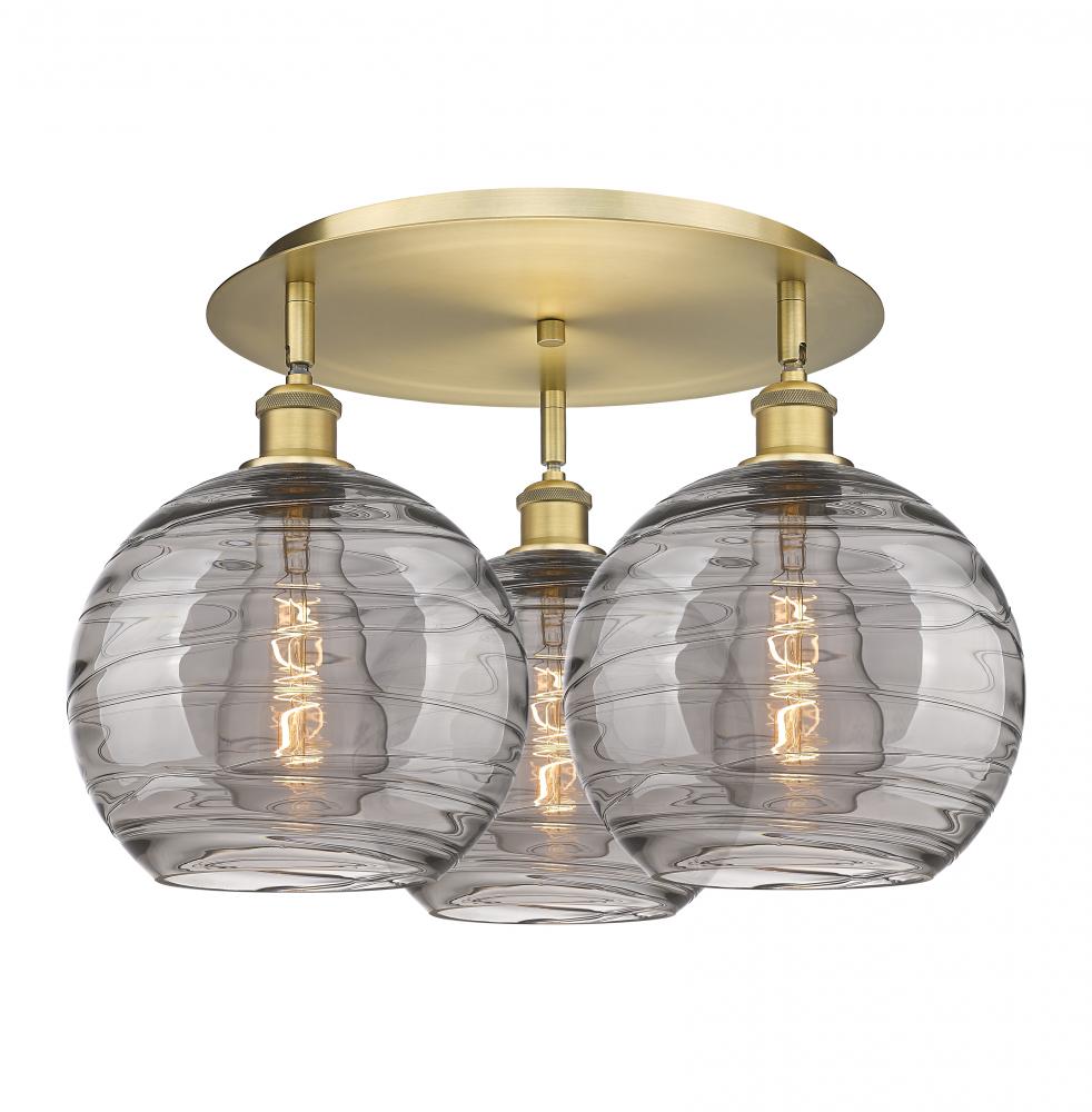 Athens Deco Swirl - 3 Light - 22 inch - Brushed Brass - Flush Mount