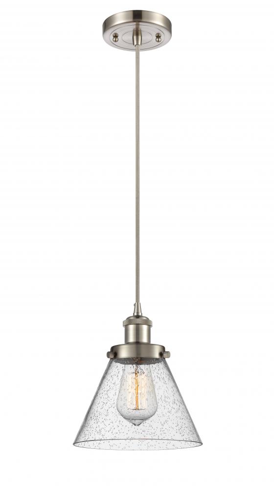 Cone - 1 Light - 8 inch - Brushed Satin Nickel - Cord hung - Mini Pendant