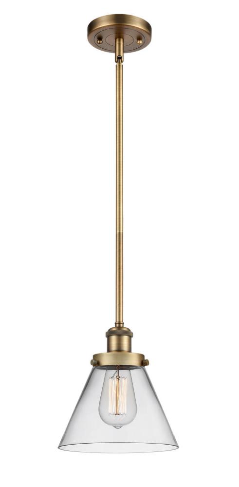 Cone - 1 Light - 8 inch - Brushed Brass - Mini Pendant