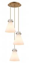  113-410-1PS-BB-G411-8WH - Newton Cone - 3 Light - 16 inch - Brushed Brass - Multi Pendant