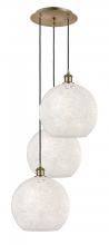 Innovations Lighting 113B-3P-AB-G1216-12WM - White Mouchette - 3 Light - 19 inch - Antique Brass - Cord Hung - Multi Pendant