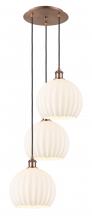 Innovations Lighting 113B-3P-AC-G1217-10WV - White Venetian - 3 Light - 17 inch - Antique Copper - Cord Hung - Multi Pendant