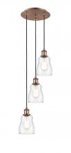  113B-3P-AC-G392 - Ellery - 3 Light - 12 inch - Antique Copper - Cord Hung - Multi Pendant