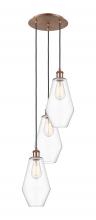  113B-3P-AC-G652-7 - Cindyrella - 3 Light - 14 inch - Antique Copper - Cord Hung - Multi Pendant