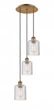 Innovations Lighting 113B-3P-BB-G112C-5CL - Cobbleskill - 3 Light - 12 inch - Brushed Brass - Cord Hung - Multi Pendant