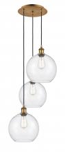  113B-3P-BB-G124-10 - Athens - 3 Light - 17 inch - Brushed Brass - Cord Hung - Multi Pendant