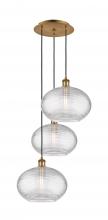 Innovations Lighting 113B-3P-BB-G555-12CL - Ithaca - 3 Light - 19 inch - Brushed Brass - Cord hung - Multi Pendant