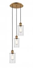  113B-3P-BB-G802 - Clymer - 3 Light - 10 inch - Brushed Brass - Cord Hung - Multi Pendant