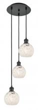  113B-3P-BK-G1216-6WM - White Mouchette - 3 Light - 13 inch - Matte Black - Cord Hung - Multi Pendant