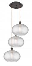 Innovations Lighting 113B-3P-OB-G555-12CL - Ithaca - 3 Light - 19 inch - Oil Rubbed Bronze - Cord hung - Multi Pendant