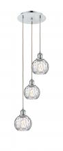  113B-3P-PC-G1215-6 - Athens Water Glass - 3 Light - 13 inch - Polished Chrome - Cord hung - Multi Pendant