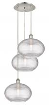 Innovations Lighting 113B-3P-PN-G555-12CL - Ithaca - 3 Light - 19 inch - Polished Nickel - Cord hung - Multi Pendant