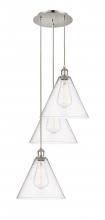 Innovations Lighting 113B-3P-PN-GBC-124 - Berkshire - 3 Light - 19 inch - Polished Nickel - Cord Hung - Multi Pendant