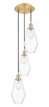  113B-3P-SG-G652-7 - Cindyrella - 3 Light - 14 inch - Satin Gold - Cord Hung - Multi Pendant