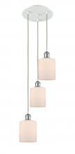  113B-3P-WPC-G111 - Cobbleskill - 3 Light - 12 inch - White Polished Chrome - Cord Hung - Multi Pendant