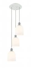  113B-3P-WPC-G558-6GWH - Bella - 3 Light - 12 inch - White Polished Chrome - Cord Hung - Multi Pendant