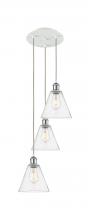  113B-3P-WPC-GBC-84 - Berkshire - 3 Light - 15 inch - White Polished Chrome - Cord Hung - Multi Pendant