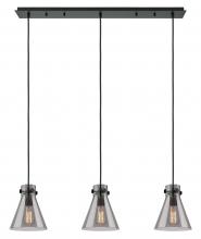  123-410-1PS-BK-G411-8SM - Newton Cone - 3 Light - 40 inch - Matte Black - Linear Pendant