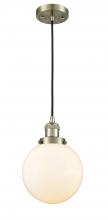 Innovations Lighting 201C-AB-G201-8 - Beacon - 1 Light - 8 inch - Antique Brass - Cord hung - Mini Pendant