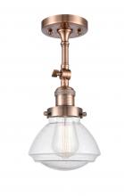 Innovations Lighting 201F-AC-G324-LED - Olean - 1 Light - 7 inch - Antique Copper - Semi-Flush Mount