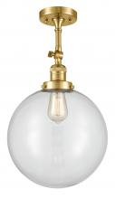 Innovations Lighting 201F-SG-G202-12 - Beacon - 1 Light - 12 inch - Satin Gold - Semi-Flush Mount