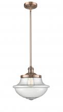  201S-AC-G544 - Oxford - 1 Light - 12 inch - Antique Copper - Stem Hung - Mini Pendant