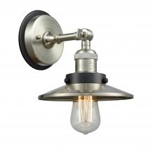 Innovations Lighting 203SN-BPBK-HRBK-M2-SN - Railroad - 1 Light - 8 inch - Brushed Satin Nickel - Sconce