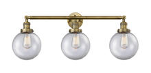 Innovations Lighting 205-BB-G202-8 - Beacon - 3 Light - 32 inch - Brushed Brass - Bath Vanity Light