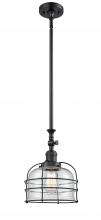  206-BK-G72-CE - Bell Cage - 1 Light - 9 inch - Matte Black - Stem Hung - Mini Pendant