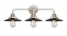  288-3W-PN-M6-BK - Railroad - 3 Light - 26 inch - Polished Nickel - Bath Vanity Light