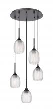  323-5P-BK-G323-5CL - Berkshire - 5 Light - 18 inch - Matte Black - Cord Hung - Multi Pendant